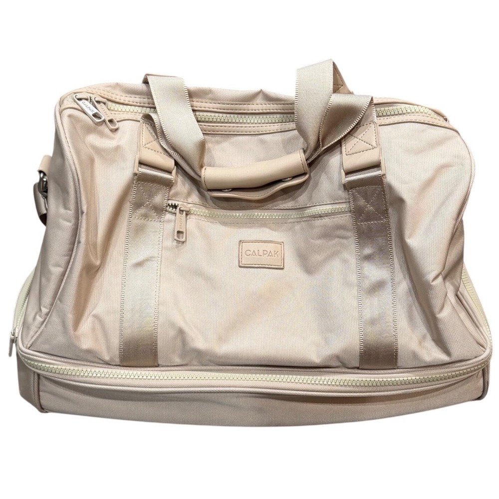 CALPAK Stevyn Duffel Bag Beige Neutral Travel Weekender with Shoe Compartment